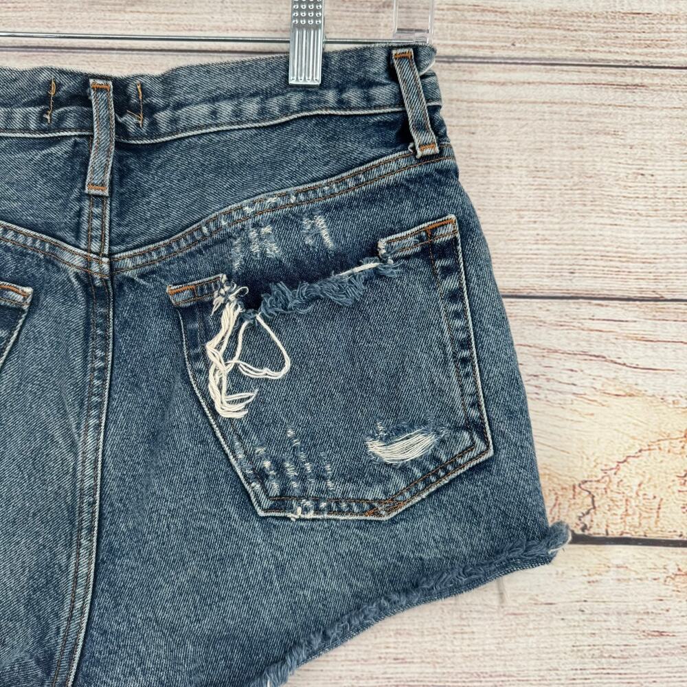 Agolde Button Fly But Off Jean Shorts Womens 25 Blue Medium Wash Denim - Picture 4 of 9